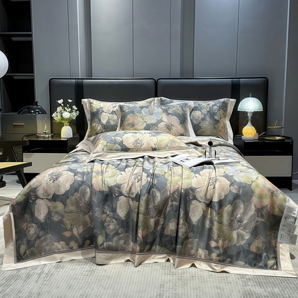 欧夏2025春夏新款兰精天丝数码印花镂空夏被夏凉被空调被 暗香