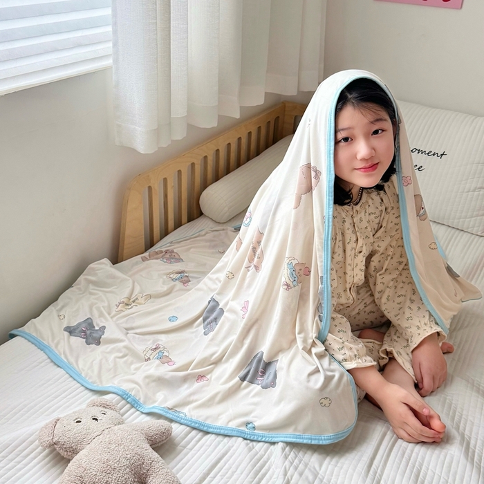 91家纺网 家纺一手货源 找家纺 嗨生活 2025新款婴儿裸睡级凉感针织毯幼儿园夏被儿童夏被毯子 小奶猫