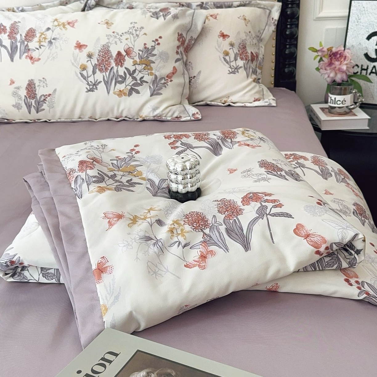 91家纺网 家纺一手货源 找家纺 兜米家居 2025新款水洗天丝夏被四件套 花香