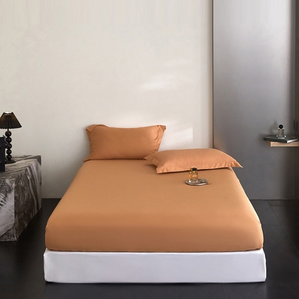 梧桐树 2025春夏新款60s长绒棉纯棉纯色系列单床笠 床笠单件 床笠 落日桔