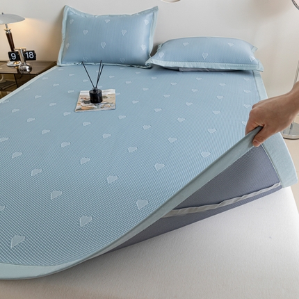阿亮家居 2025新款凉席凉豆豆软席床席款 心相印-海盐蓝