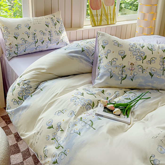 91家纺网 家纺一手货源 找家纺 澳梵家居 2025新款小清新全棉印花四件套 仙子秘境