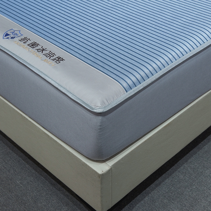 91家纺网 家纺一手货源 找家纺 小萌虎 2025新款碳光抗菌冰丝凉席床笠 水云间-蓝