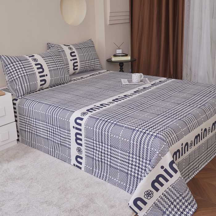 91家纺网 家纺一手货源 找家纺 绒艺席业 2025新款简约原棉印花老粗布床单 山茶花