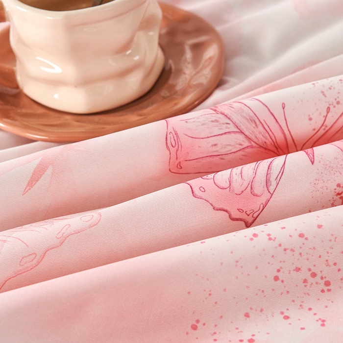 91家纺网 家纺一手货源 找家纺 缔锦家纺 2025新款凉感丝印花夏被 蝶恋-优雅粉