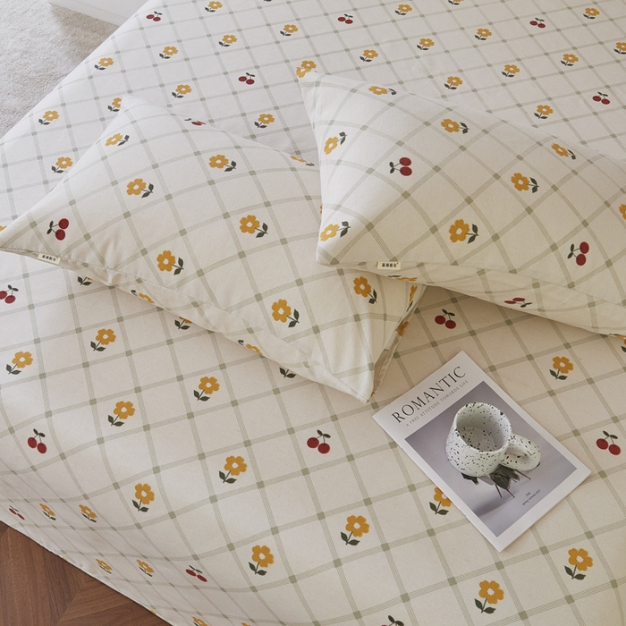 91家纺网 家纺一手货源 找家纺 绒艺席业 2025新款简约原棉印花老粗布床单 小黄花