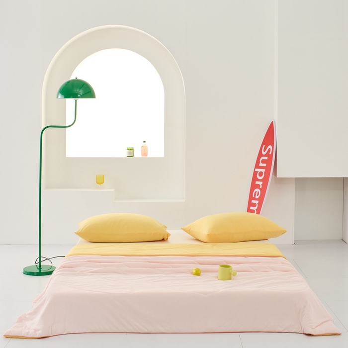 91家纺网 家纺一手货源 找家纺 LADYCOCO可可家居 2025新款多巴胺色系凉感夏被 樱粉（粉色+橙黄）