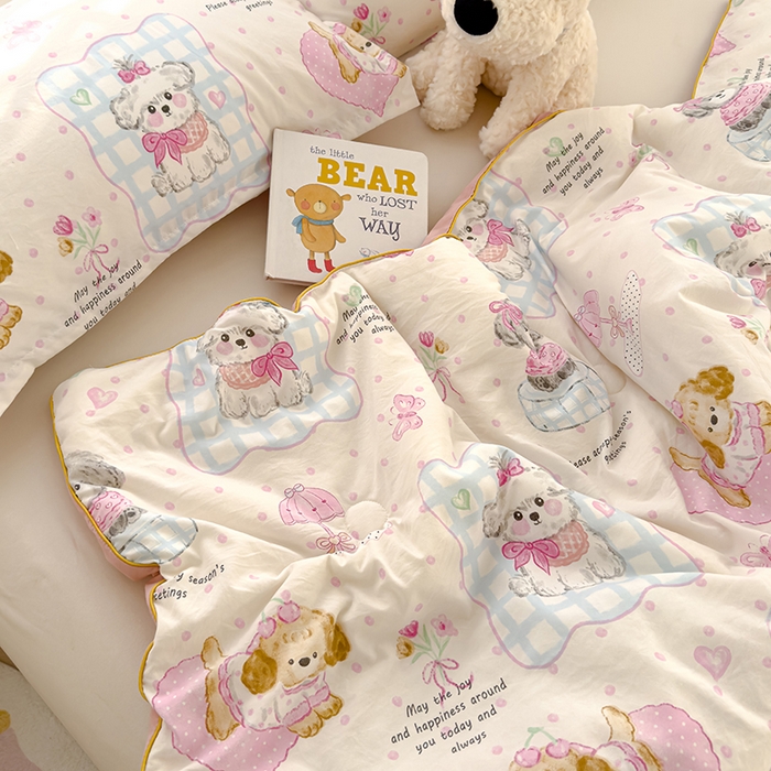 91家纺网 家纺一手货源 找家纺 星巴k家纺 2025新款A类水洗双层纱大豆纤维夏被夏凉被空调被 狗狗派对