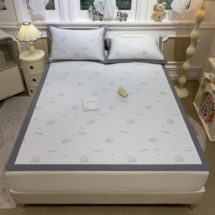 孩子王家纺 2025新款冰丝席提花冰豆豆床单床笠-抱抱龙系列 抱抱龙-月影灰