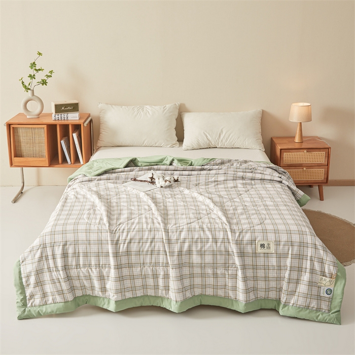 91家纺网 家纺一手货源 找家纺 魅图家纺 2025新款A类云朵棉抗菌棉花夏被 复古格