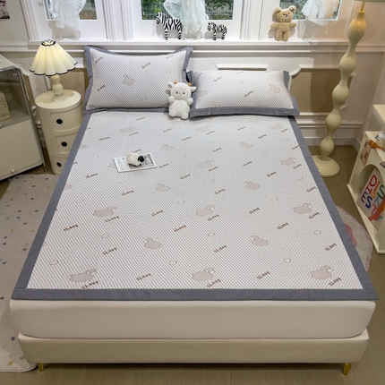 孩子王家纺 2025新款冰丝席提花冰豆豆床单床笠-sheep系列 sheep sheep-咖