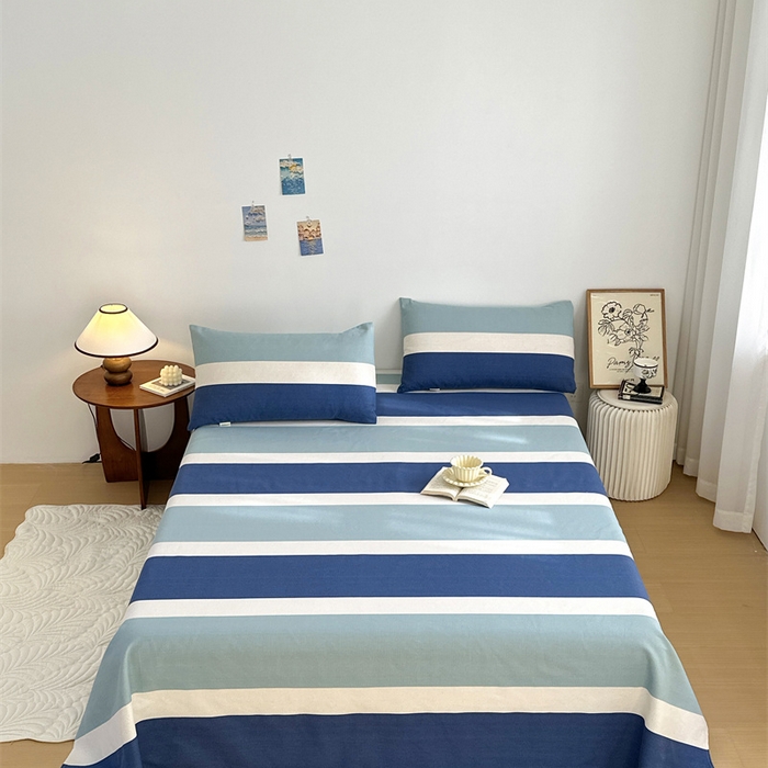 91家纺网 家纺一手货源 找家纺 绒艺席业 2025新款简约原棉印花老粗布床单 明治