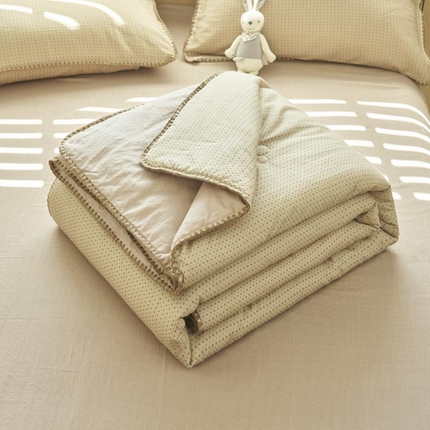 寐绸家纺 2025新款纯棉双层纱印花大豆纤维夏被四件套 双层纱-花间