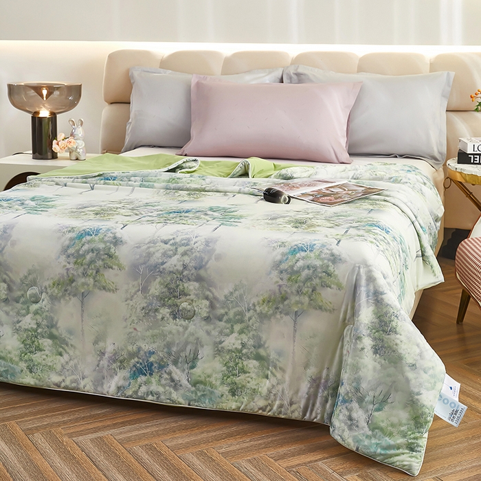 91家纺网 家纺一手货源 找家纺 联林2025新款玻尿酸针织凉感丝夏被夏凉被 国色嫣然