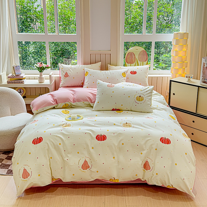 91家纺网 家纺一手货源 找家纺 澳梵家居 2025新款小清新全棉印花四件套 万事不楠