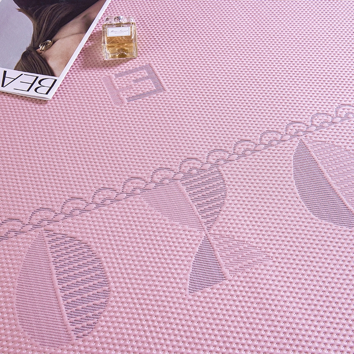 91家纺网 家纺一手货源 找家纺 梵克保罗 2025新款7A抗菌母婴级纯乙纶PE刺绣凉感丝豆豆席 叶子-粉