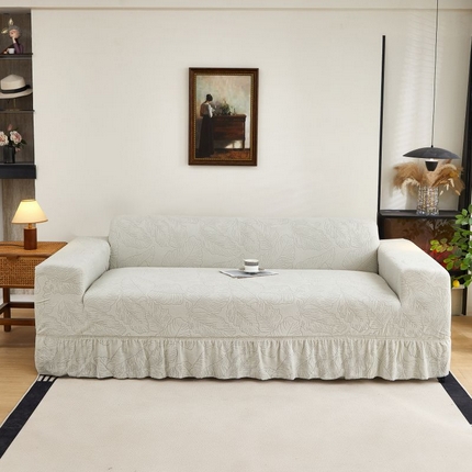 91家纺网 家纺一手货源 找家纺 （总）逐日沙发套 2025新款提花裙摆款沙发套-叶沙