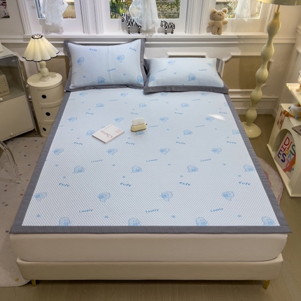 孩子王家纺 2025新款冰丝席提花冰豆豆床单床笠-抱抱龙系列 抱抱龙-天空蓝