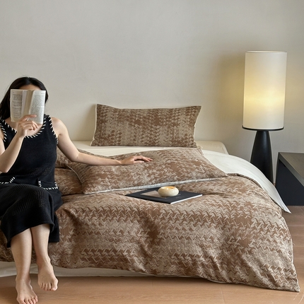 91家纺网 家纺一手货源 找家纺 （总）简家居2025新款40支全棉色织空气棉四件套-寂意