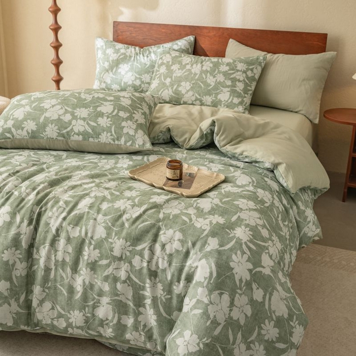 91家纺网 家纺一手货源 找家纺 2025新款40s全棉双层纱圆角吊边款四件套 等风起-芥末