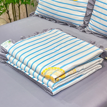 经年 2025新款水洗真丝韩版夏被浅夏系列 浅夏-蓝灰