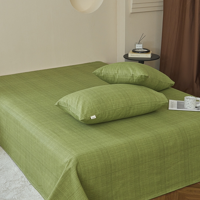 91家纺网 家纺一手货源 找家纺 绒艺席业 2025新款简约原棉印花老粗布床单 绿川