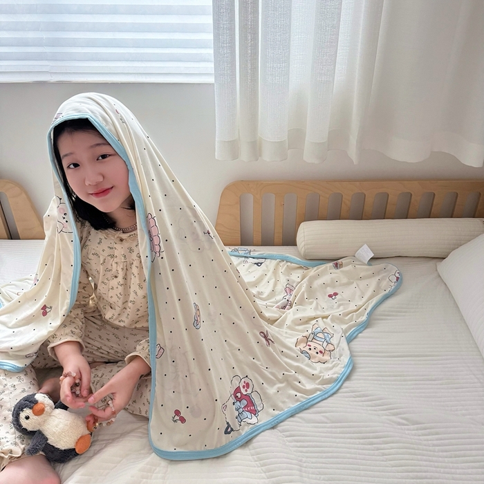 91家纺网 家纺一手货源 找家纺 嗨生活 2025新款婴儿裸睡级凉感针织毯幼儿园夏被儿童夏被毯子 小卡通