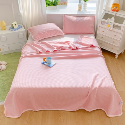 来菲毛毯 2025新款全棉针织全面盖毯床单夏被被子被芯 菱梦粉