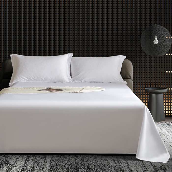 91家纺网 家纺一手货源 找家纺 121  2025新款高支高密提花长绒棉纯棉四件套-线条艺术 星际白