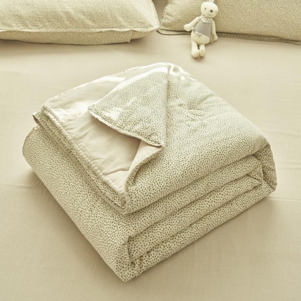 91家纺网 家纺一手货源 找家纺 寐绸家纺 2025新款纯棉双层纱印花大豆纤维夏被四件套 双层纱-半夏