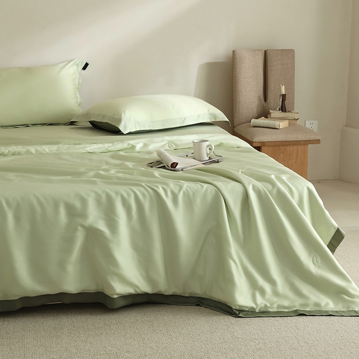 91家纺网 家纺一手货源 找家纺 良品汇馆 2025【60S莱赛尔天丝夏凉被】日式无印兰精天丝夏被良品60天丝夏凉被空调被夏季凉感被子四件套 若草绿