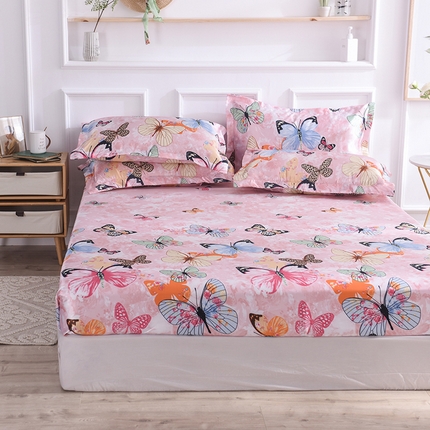 经年 2025新款丝绸印花冰丝四件套-单床笠 蝴蝶飞舞