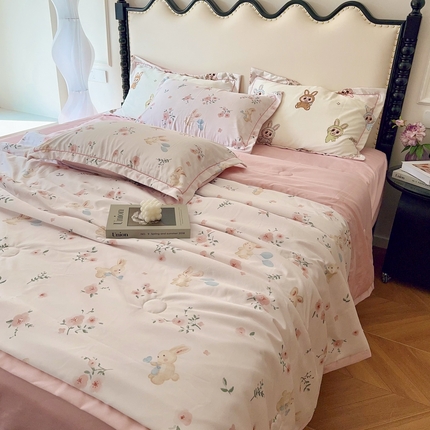 兜米家居 2025新款水洗天丝夏被四件套 兔宝宝