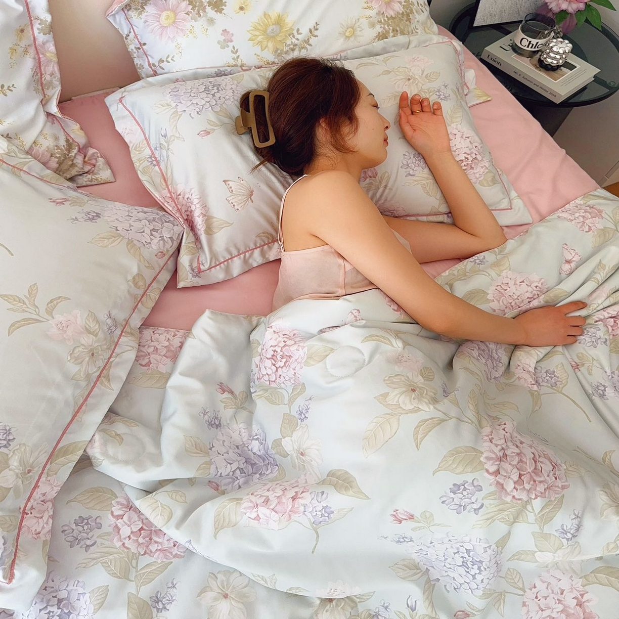 91家纺网 家纺一手货源 找家纺 兜米家居 2025新款水洗天丝夏被四件套 清芬立夏