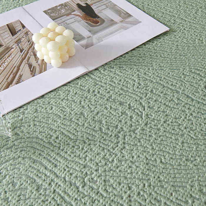 91家纺网 家纺一手货源 找家纺 梵克保罗 2025新款7A抗菌母婴级纯乙纶PE刺绣凉感丝豆豆席床单款 肌理纹-水绿