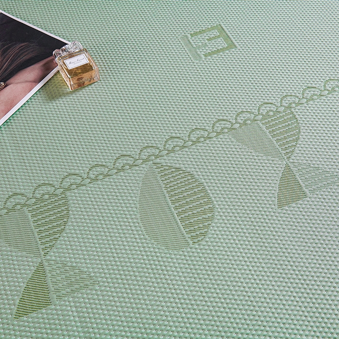 91家纺网 家纺一手货源 找家纺 梵克保罗 2025新款7A抗菌母婴级纯乙纶PE刺绣凉感丝豆豆席 叶子-绿