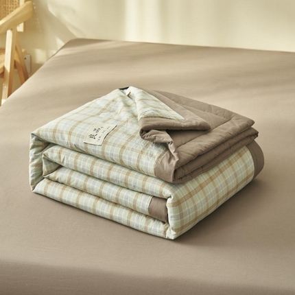寐绸家纺 2025新款纯棉水洗棉无印风新疆棉花夏被四件套 奶昔格