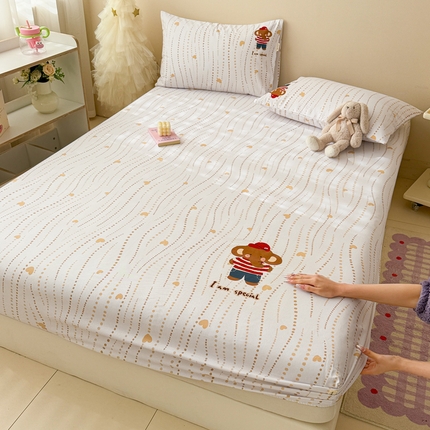 91家纺网 家纺一手货源 找家纺 （总）沐辰 2025春夏新款A类全棉纯棉老粗布烫画单品床笠 床笠单件