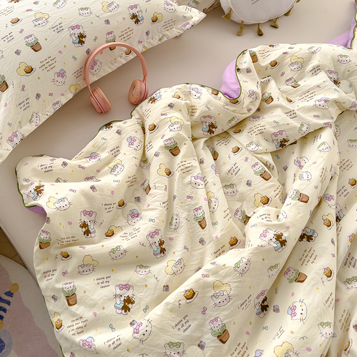 91家纺网 家纺一手货源 找家纺 星巴k家纺 2025新款A类水洗双层纱大豆纤维夏被夏凉被空调被 猫咪日记