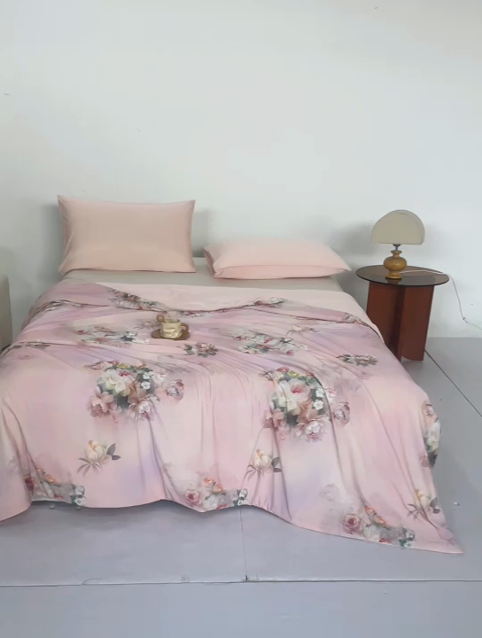 91家纺网 家纺一手货源 找家纺 缔锦家纺 2025新款凉感丝印花夏被 暮云花香