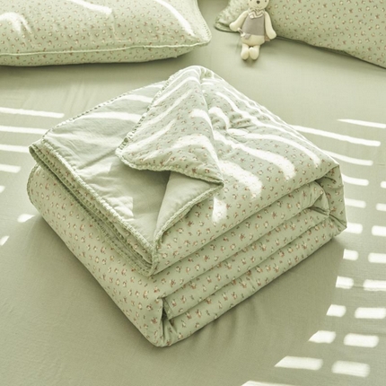 寐绸家纺 2025新款纯棉双层纱印花大豆纤维夏被四件套 双层纱-花蕊