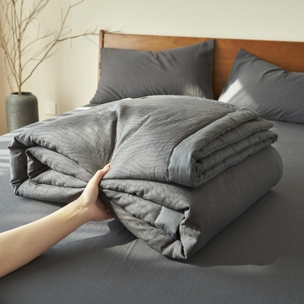 91家纺网 家纺一手货源 找家纺 （总）寐绸家纺 2025新款纯棉水洗棉三层提花大豆纤维夏被四件套