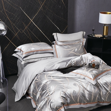 JUICY 橘滋家纺 2025新款高奢意式奢享色织大提花系列四件套 星屿流光-灰