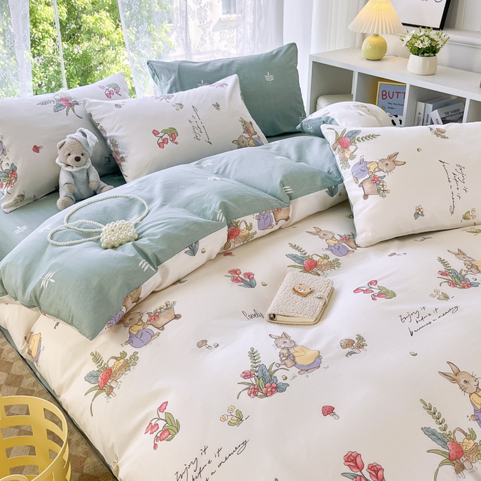 91家纺网 家纺一手货源 找家纺 世爵 2025新款全棉印花小清新单品系列-单被套 田园趣事