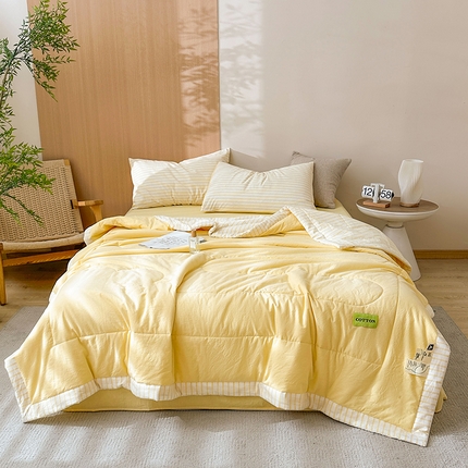 91家纺网 家纺一手货源 找家纺 （总）熙宴家纺 2025新款全棉色织水洗棉棉花夏被四件套