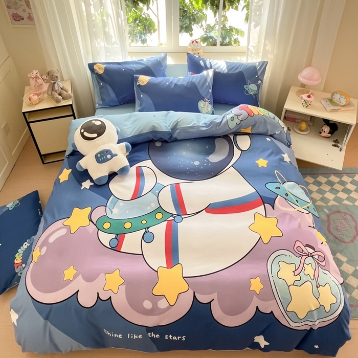 91家纺网 家纺一手货源 找家纺 博雅 2025新款纯棉宇航员四件套 星际宇航员