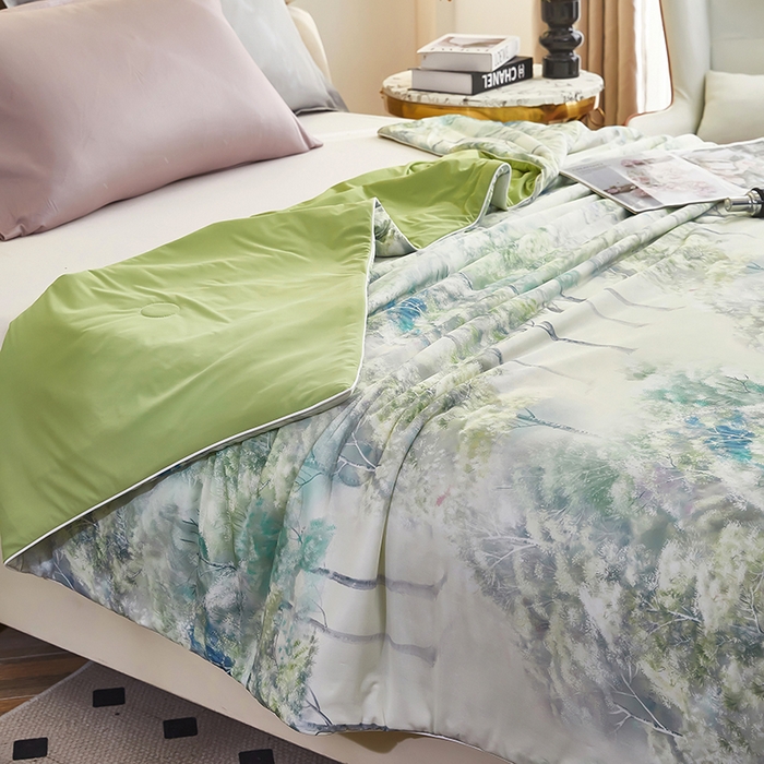 91家纺网 家纺一手货源 找家纺 联林2025新款玻尿酸针织凉感丝夏被夏凉被 国色嫣然