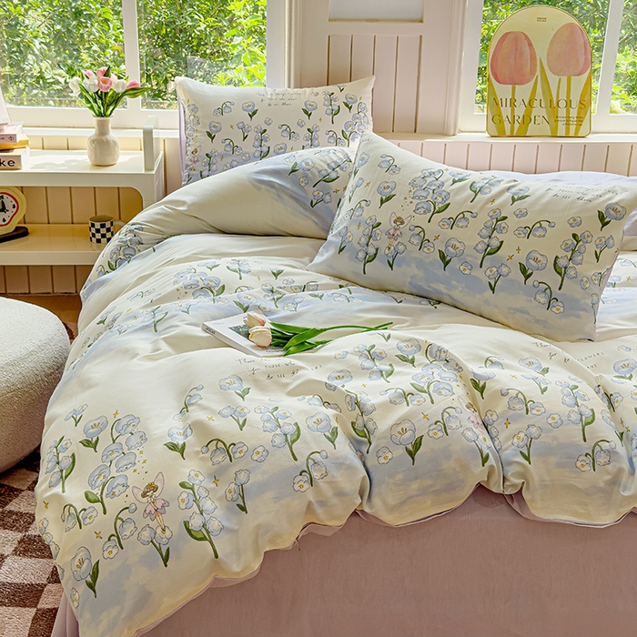 91家纺网 家纺一手货源 找家纺 澳梵家居 2025新款小清新全棉印花四件套 仙子秘境