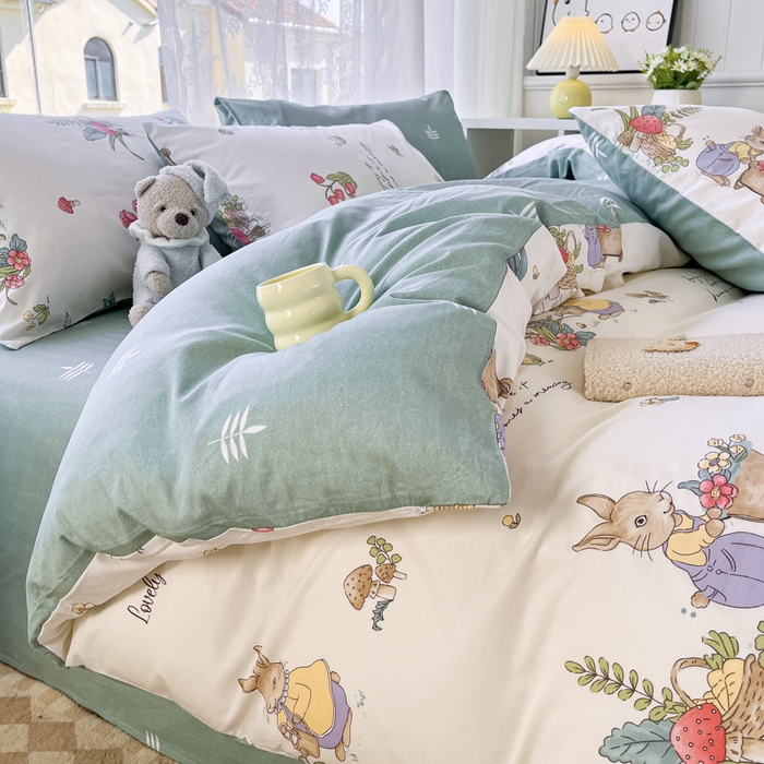 91家纺网 家纺一手货源 找家纺 世爵 2025新款全棉印花小清新单品系列-单被套 田园趣事