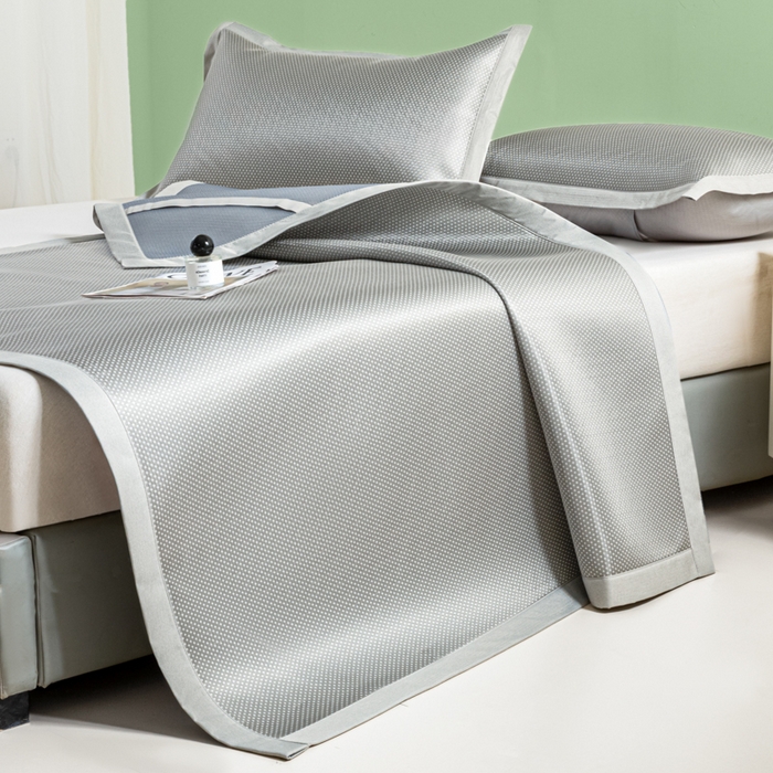 91家纺网 家纺一手货源 找家纺 阿亮家居 2025新款凉席碳光席冰丝席三件套 漫天星-灰